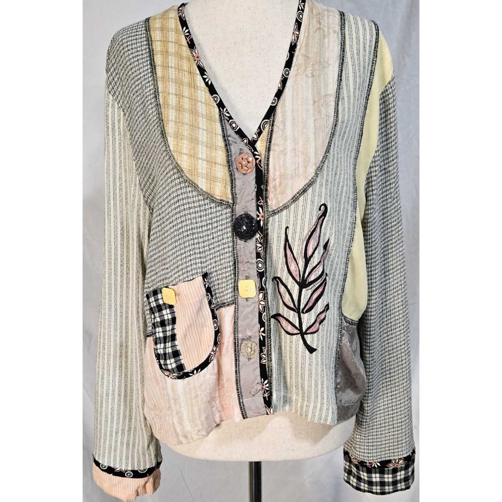 Vintage Y2K 90s Patchwork Top Black Yellow Fairycore Whimsigoth Grunge